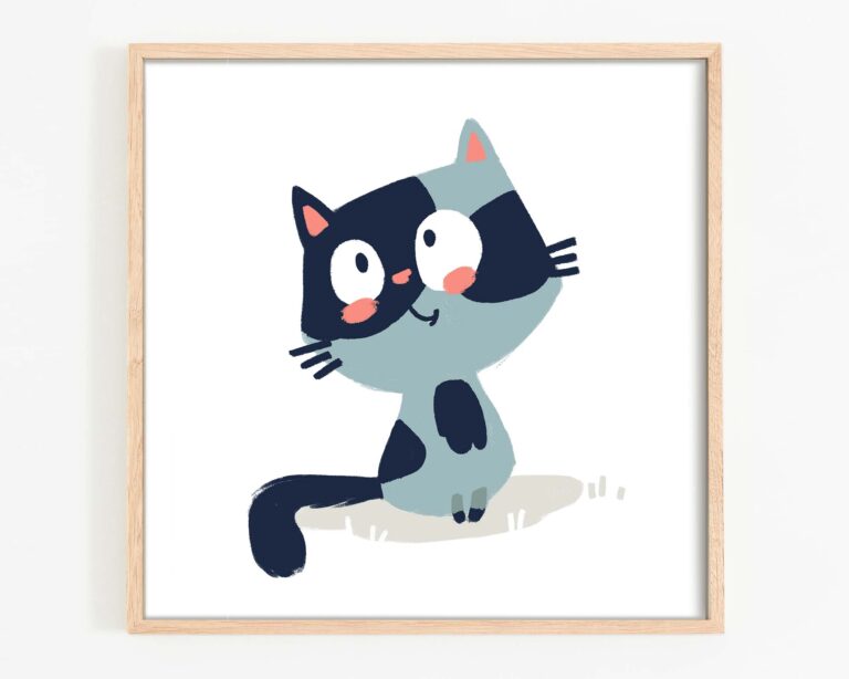 Kinderbild Wandbild Zeichnung Katze Martina Hoffmann