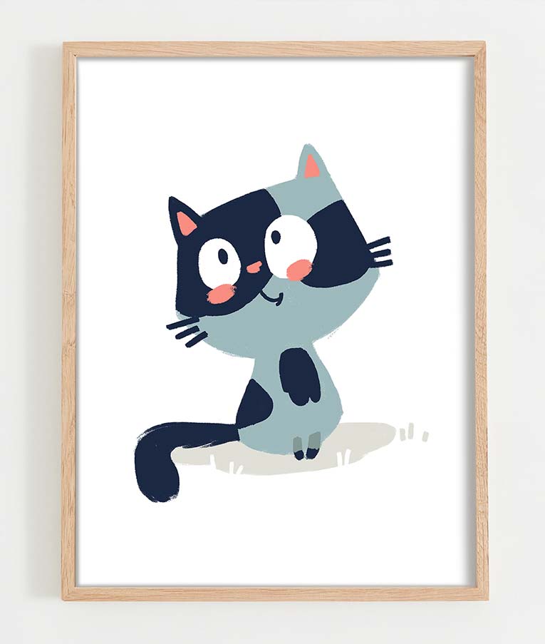 Kinderbild Wandbild Zeichnung Katze Martina Hoffmann
